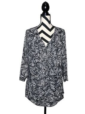 Style & Co Sz 3X Paisley Layered Mesh Witchy Whimsigoth Boho V-Neck Blouse
